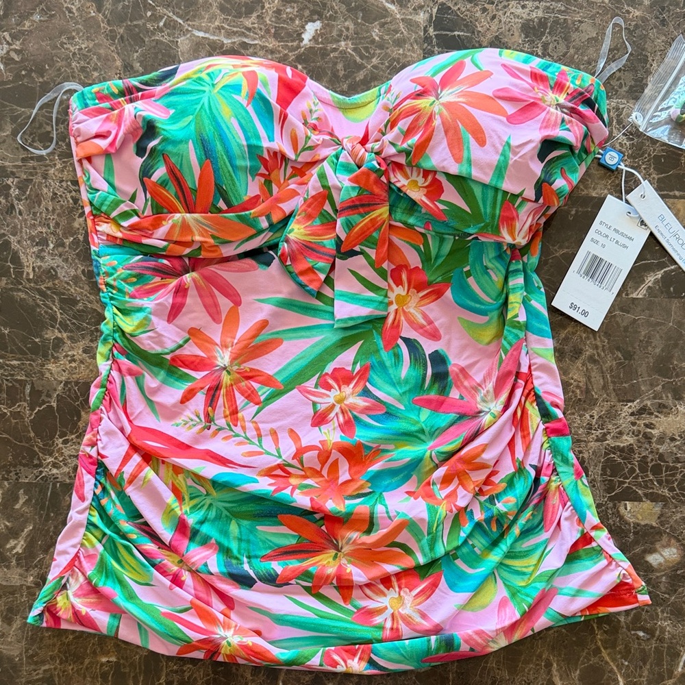 Bleu Rod Beattie Pink Tropical Floral Tankini